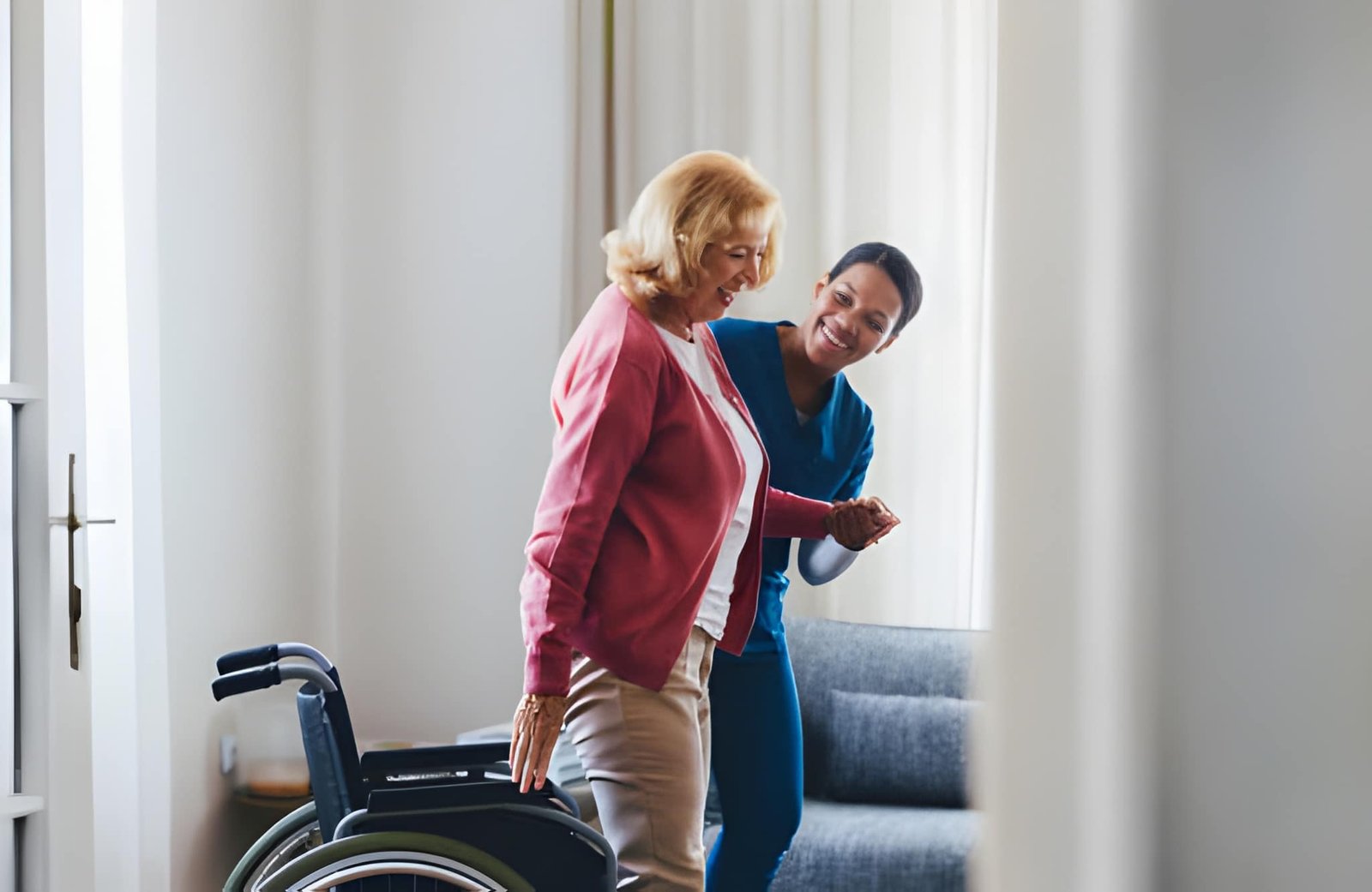 Caregiver and patient sharing a smile