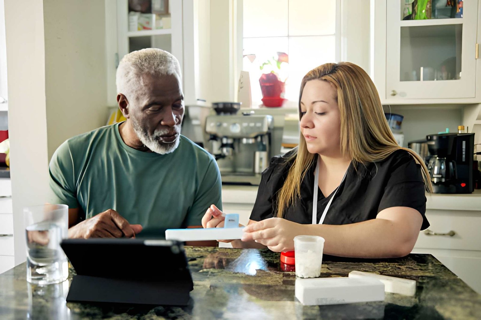 Healthcare professional with patient